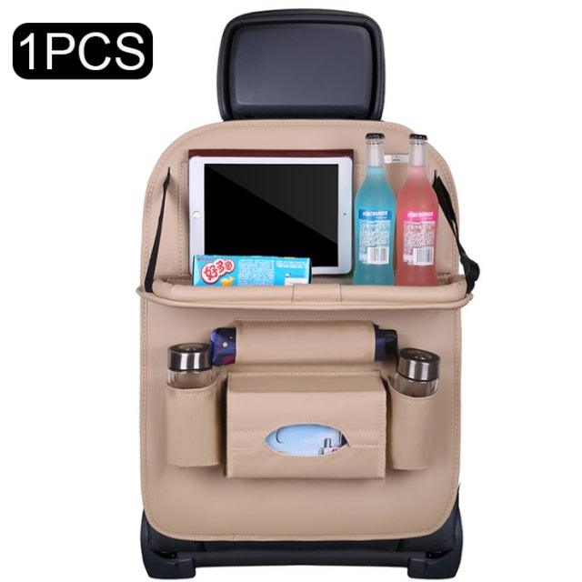 Car Seat Back Organizer Pu Leather Pad Bag Car Storage Organizer Foldable Table Tray Travel Storage Bag Car Backseat Organizer with Tablet Holder Storage Pockets PU Leather Car Storage Organizer Auto Tablet Holder Travel Organizer Accessories