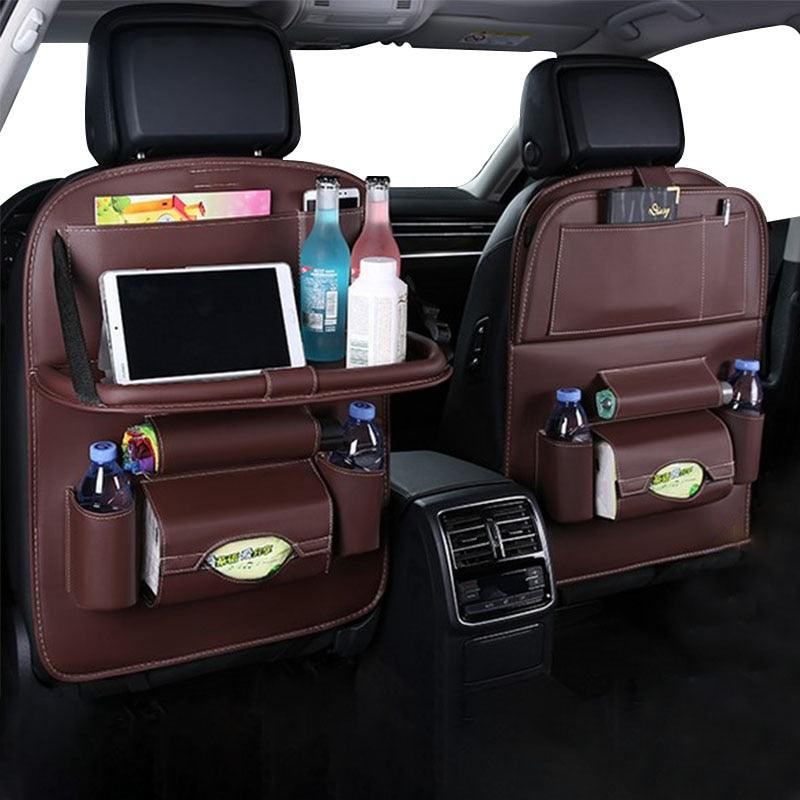 Car Seat Back Organizer Pu Leather Pad Bag Car Storage Organizer Foldable Table Tray Travel Storage Bag Car Backseat Organizer with Tablet Holder Storage Pockets PU Leather Car Storage Organizer Auto Tablet Holder Travel Organizer Accessories