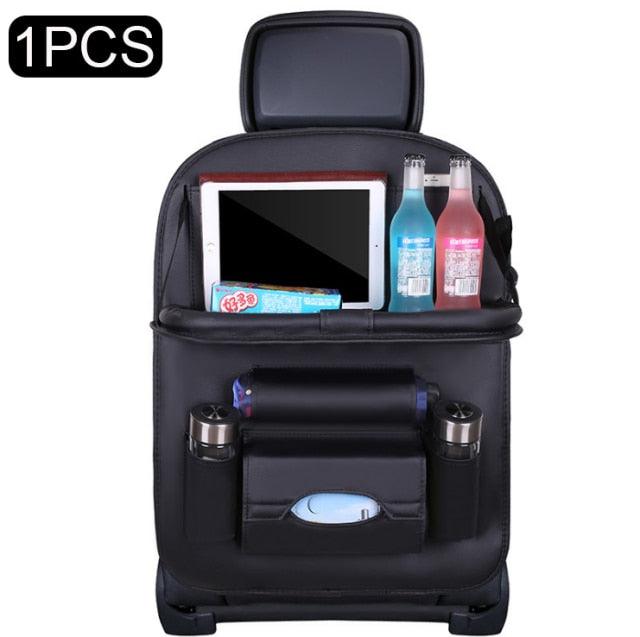 Car Seat Back Organizer Pu Leather Pad Bag Car Storage Organizer Foldable Table Tray Travel Storage Bag Car Backseat Organizer with Tablet Holder Storage Pockets PU Leather Car Storage Organizer Auto Tablet Holder Travel Organizer Accessories