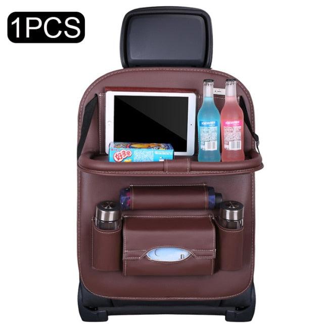 Car Seat Back Organizer Pu Leather Pad Bag Car Storage Organizer Foldable Table Tray Travel Storage Bag Car Backseat Organizer with Tablet Holder Storage Pockets PU Leather Car Storage Organizer Auto Tablet Holder Travel Organizer Accessories
