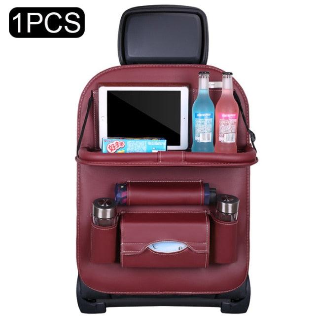 Car Seat Back Organizer Pu Leather Pad Bag Car Storage Organizer Foldable Table Tray Travel Storage Bag Car Backseat Organizer with Tablet Holder Storage Pockets PU Leather Car Storage Organizer Auto Tablet Holder Travel Organizer Accessories