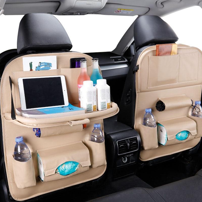 Car Seat Back Organizer Pu Leather Pad Bag Car Storage Organizer Foldable Table Tray Travel Storage Bag Car Backseat Organizer with Tablet Holder Storage Pockets PU Leather Car Storage Organizer Auto Tablet Holder Travel Organizer Accessories